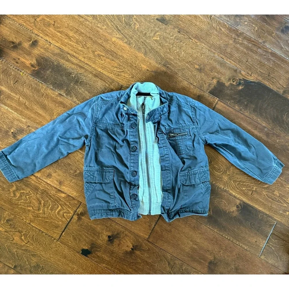 Genuine Kids Oshkosh Boys 4T Shacket‎ Jacket Sweatshirt Gray Zip Up